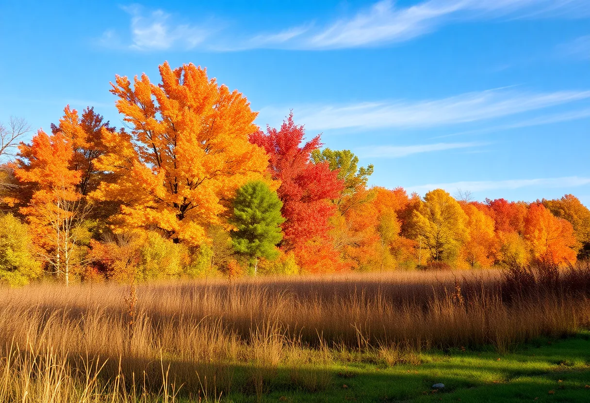 Scenic autumn landscape in Irmo, South Carolina