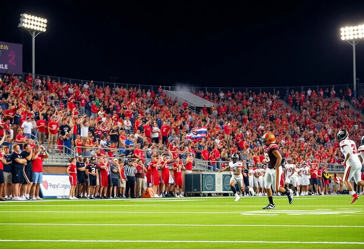 Irmo High School football players in action during a game