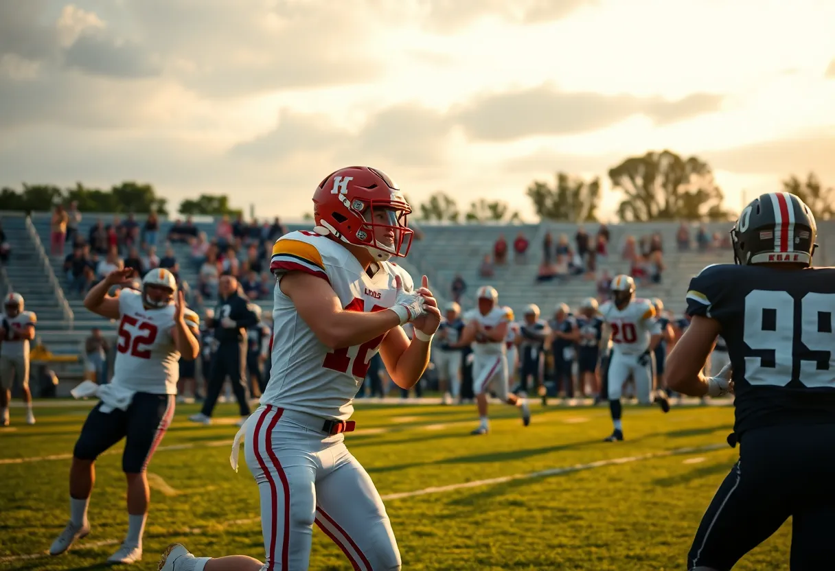 Irmo high school football players in an action moment during a game