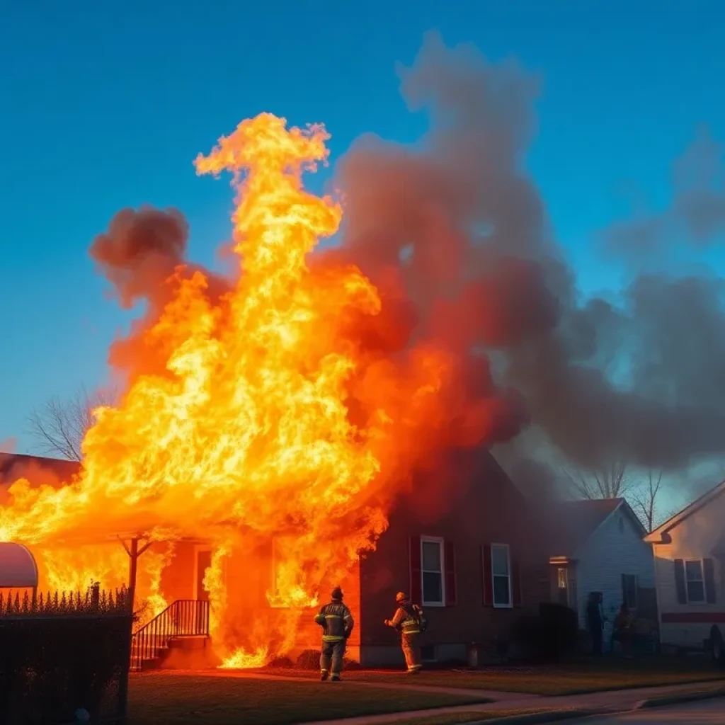 House fire in Irmo, South Carolina with firefighters responding