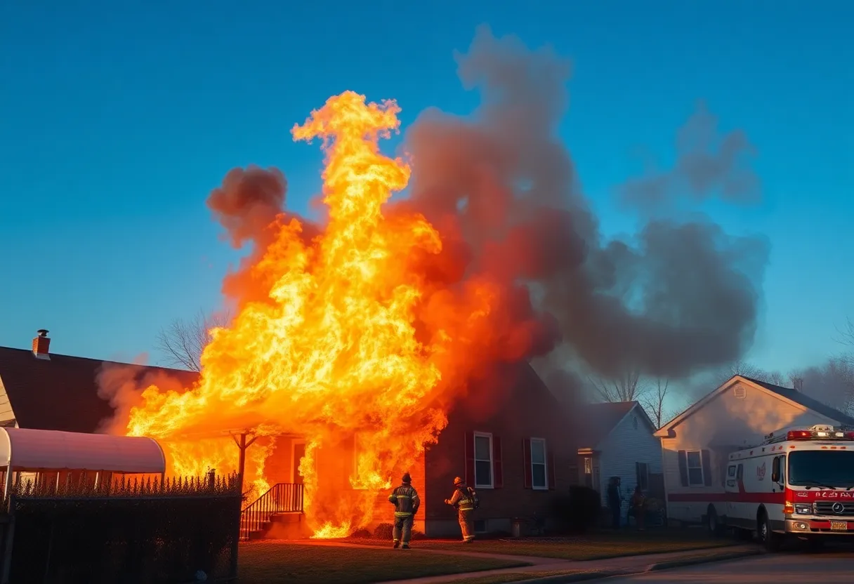House fire in Irmo, South Carolina with firefighters responding