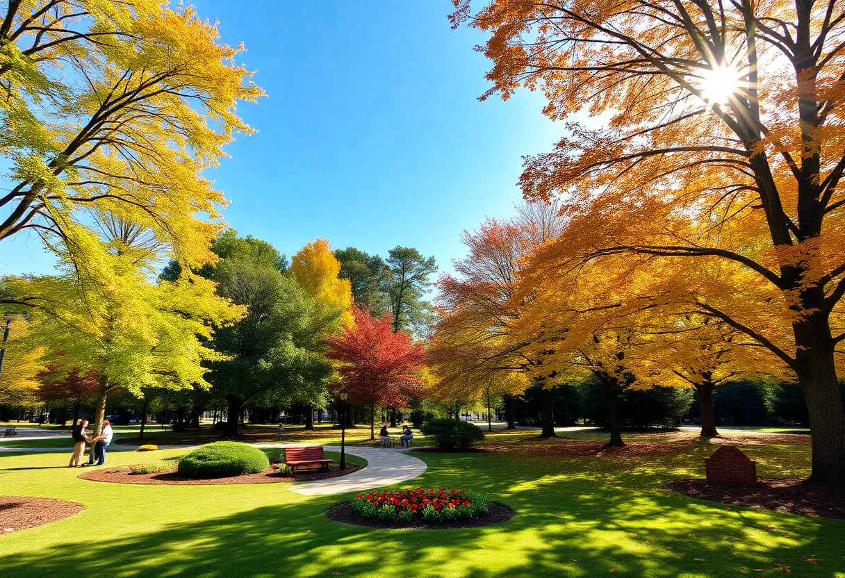 A sunny October day in Irmo, SC with families enjoying the outdoors.