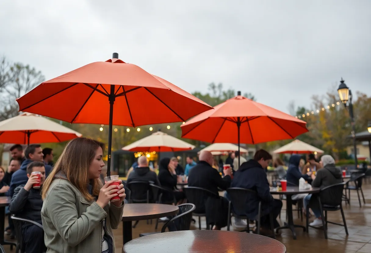 Fall morning in Irmo, SC with light rain and cloudy skies.