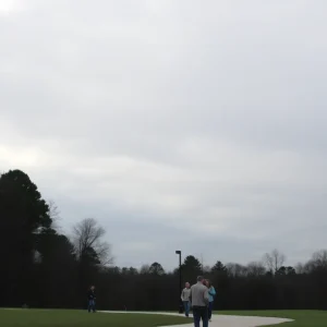 Overcast skies in Irmo SC with people walking outside