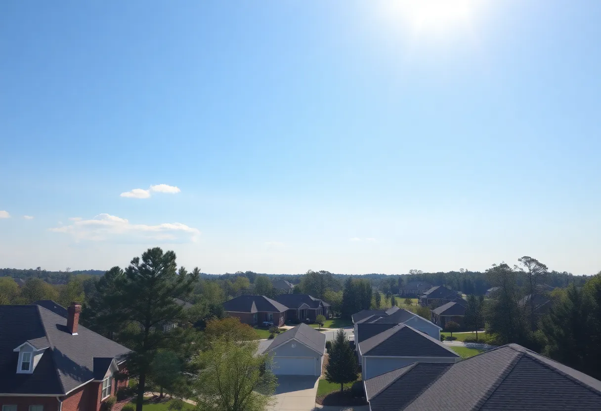 Beautiful sunny skies over Irmo, SC neighborhood