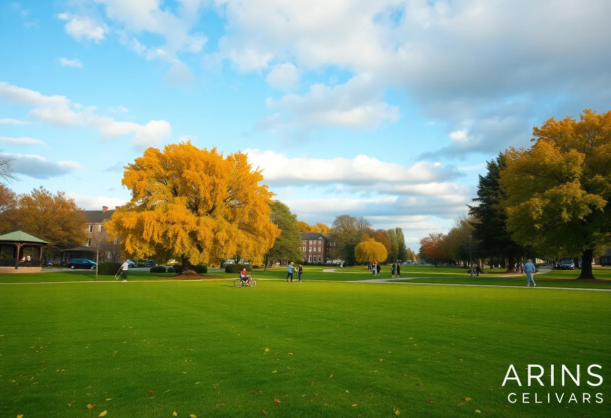 People enjoying a beautiful October day in Irmo, SC park