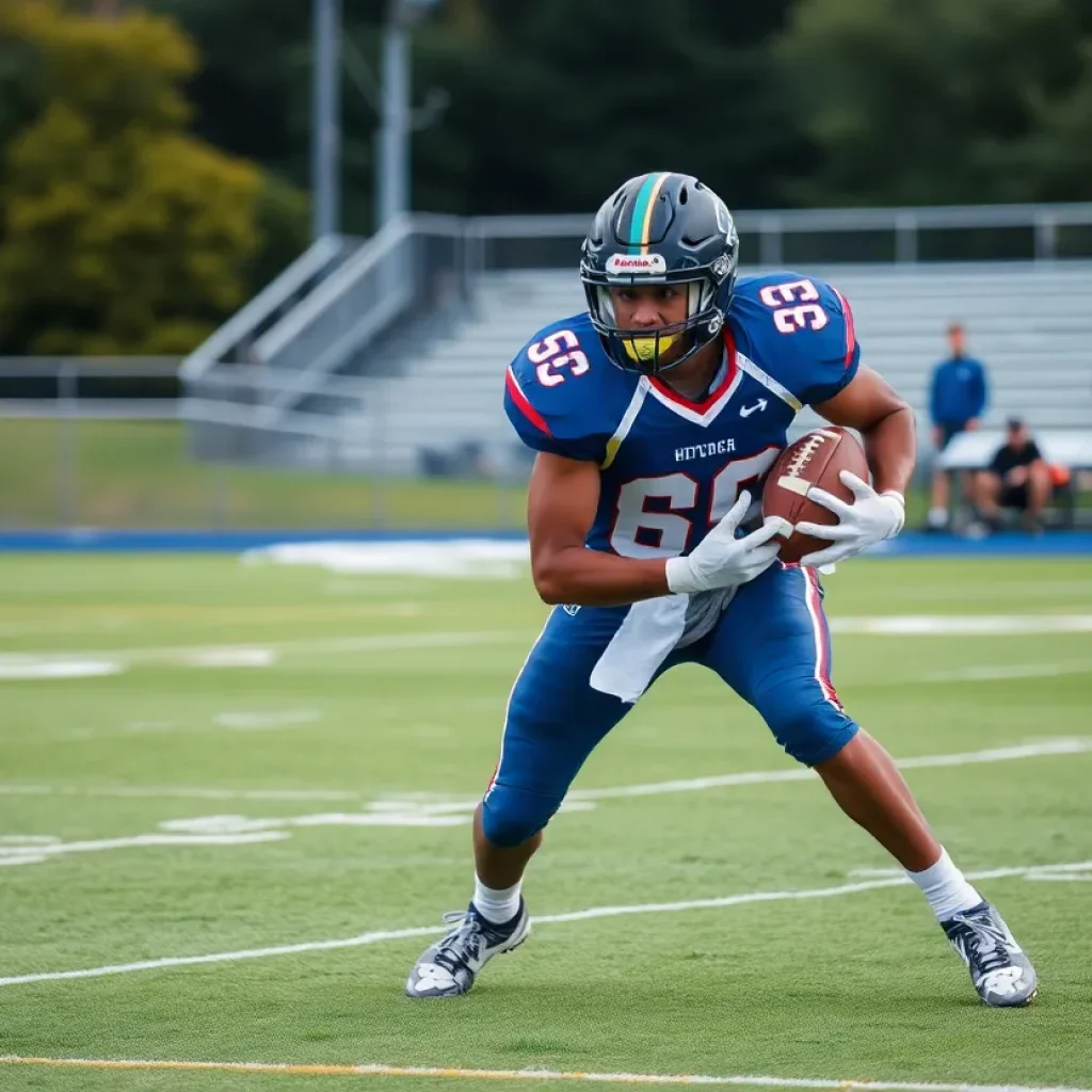 Jaiden Bryant demonstrating football skills on the field