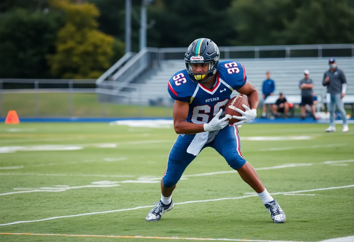 Jaiden Bryant demonstrating football skills on the field