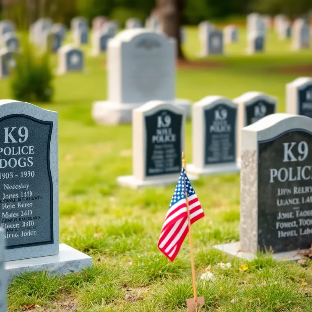 K9 memorial honoring fallen police dogs in Columbia, South Carolina