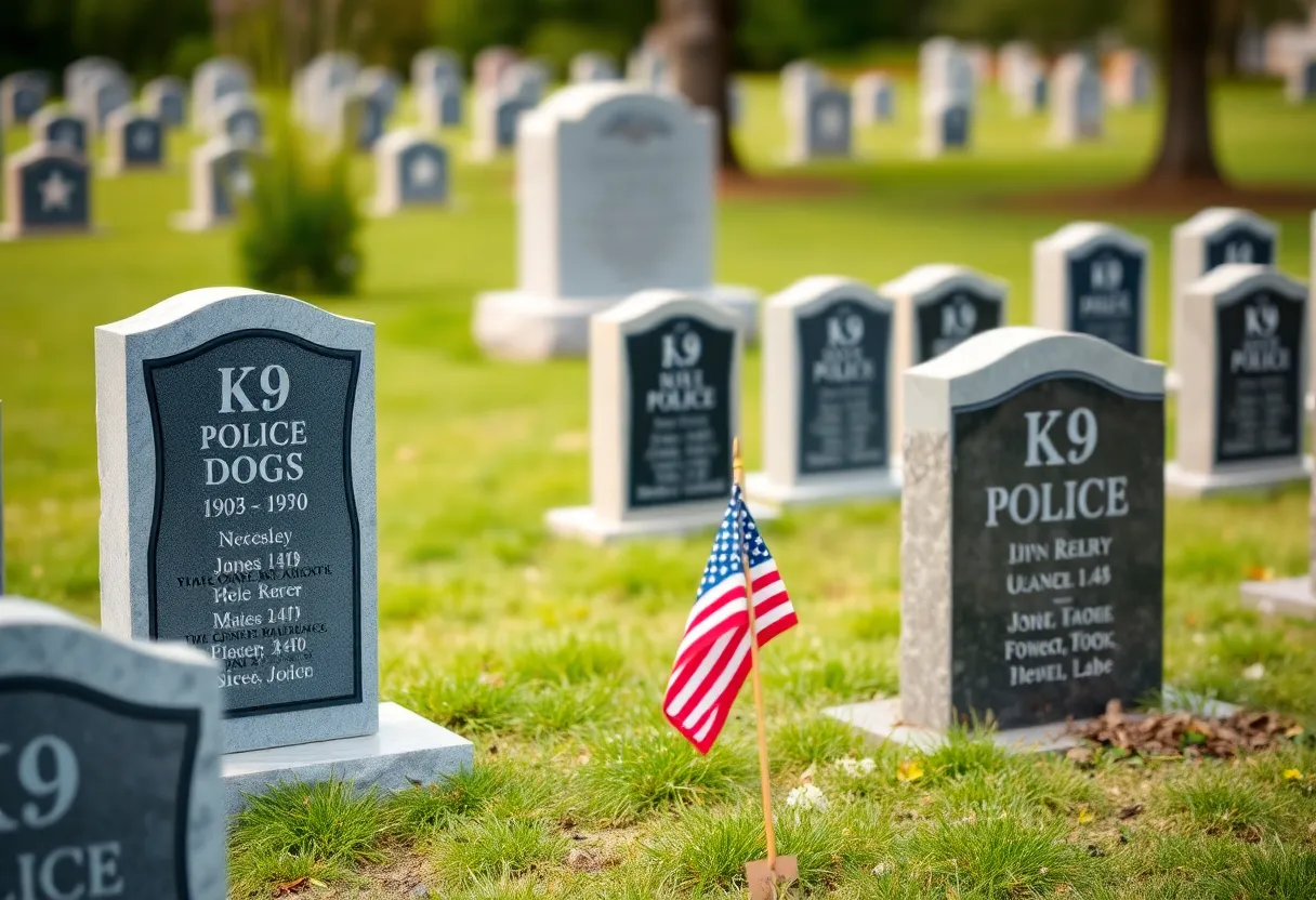 K9 memorial honoring fallen police dogs in Columbia, South Carolina