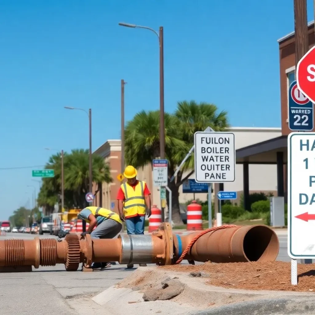 Construction workers repairing a water main in Lexington SC