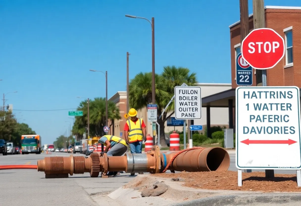 Construction workers repairing a water main in Lexington SC