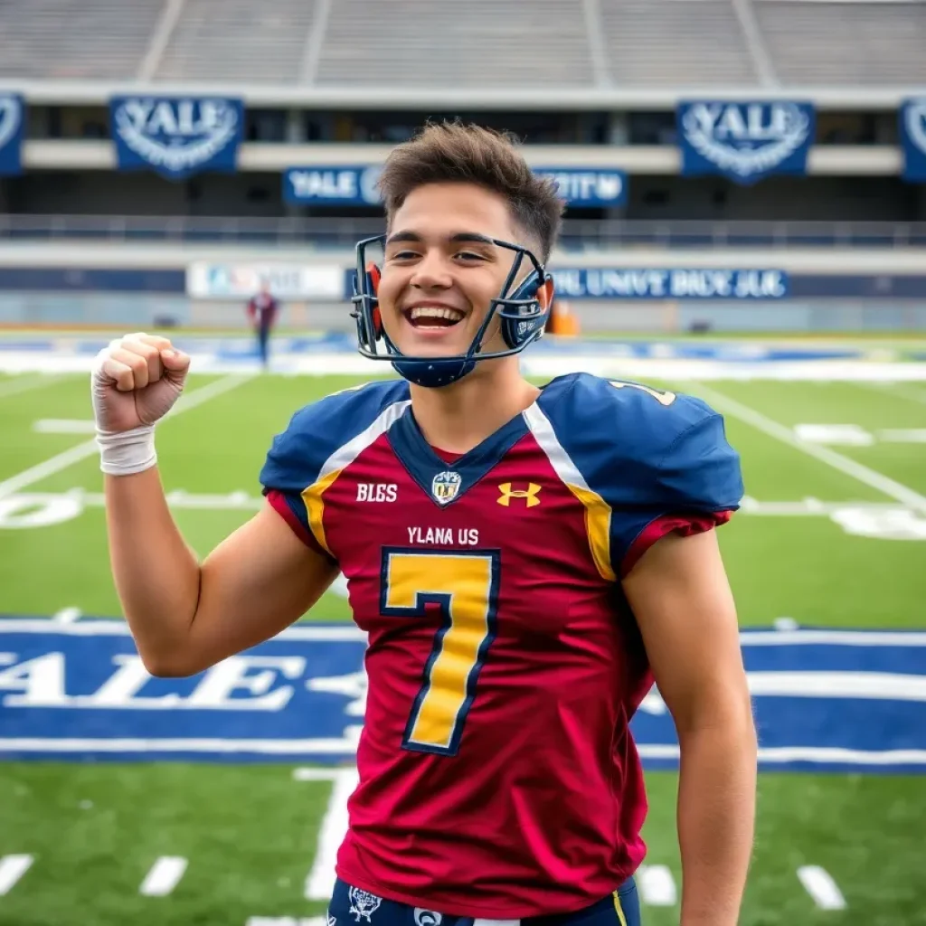 Major Taylor celebrating his signing to Yale University.