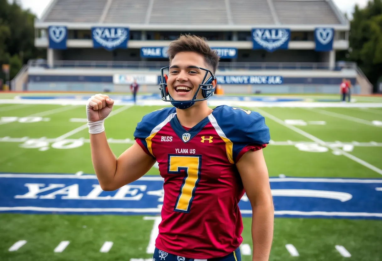 Major Taylor celebrating his signing to Yale University.