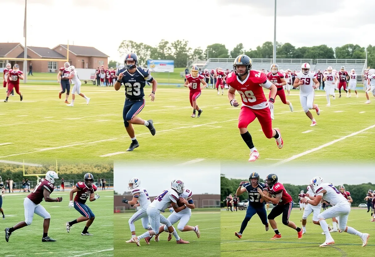 Players from Millbrook and West Charlotte High School competing in a football game.