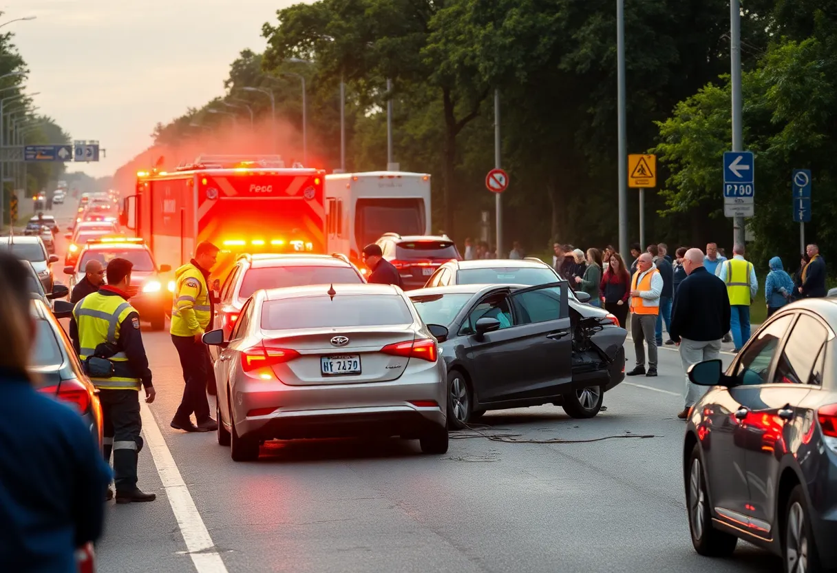 Scene of a tragic motor vehicle collision with emergency responders