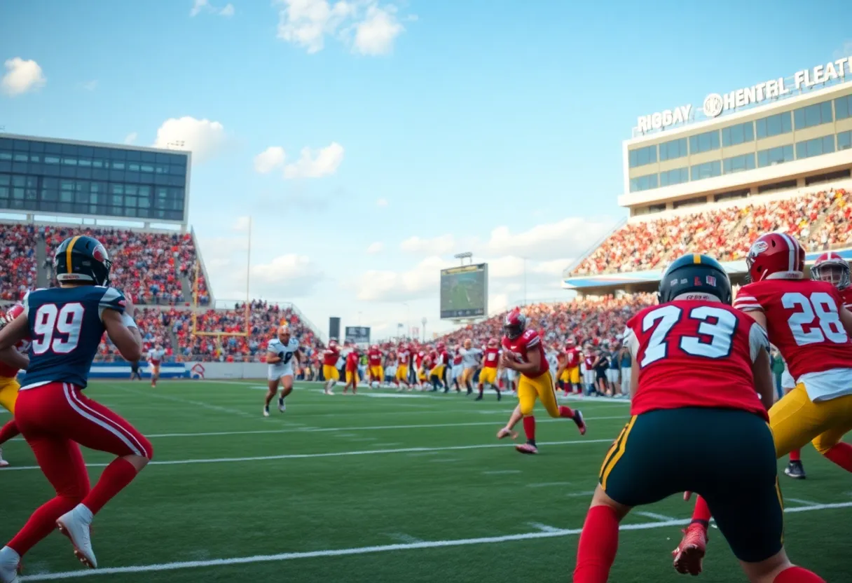 Football game featuring South Carolina Gamecocks in action