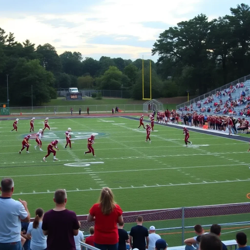 High school football players in South Carolina competing during a game