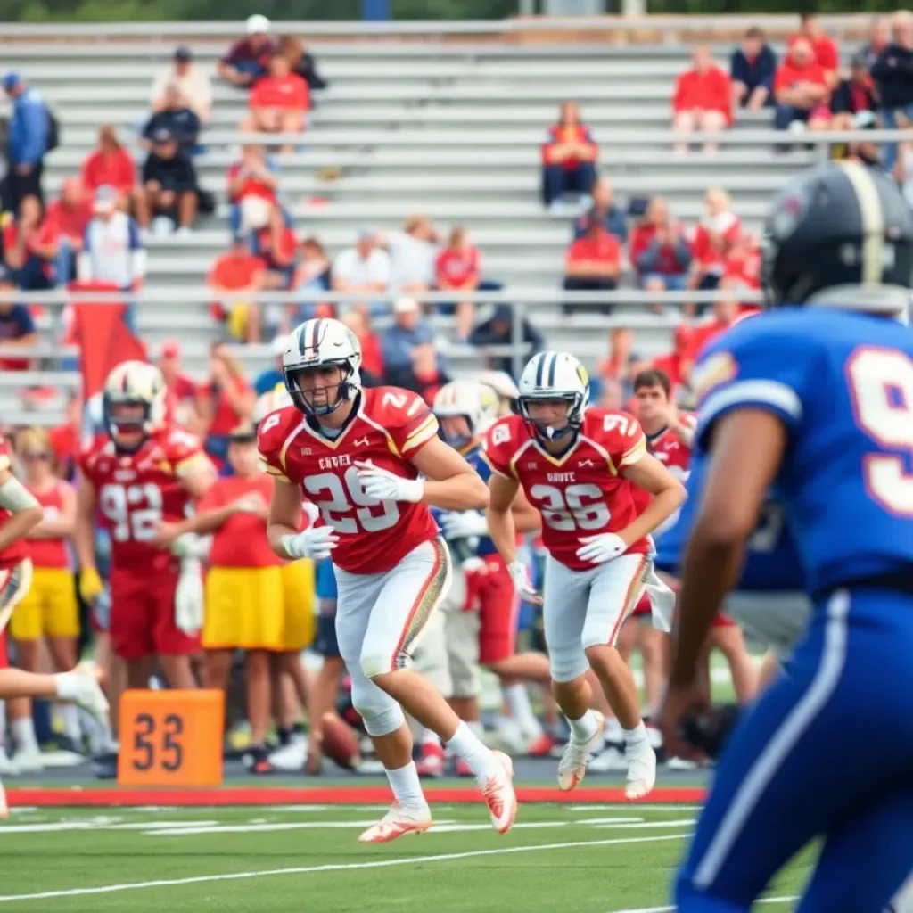Players in action during a South Carolina high school football game