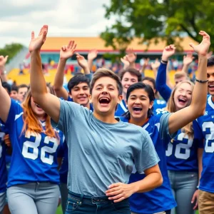 Young athletes celebrating at a South Carolina recruiting event