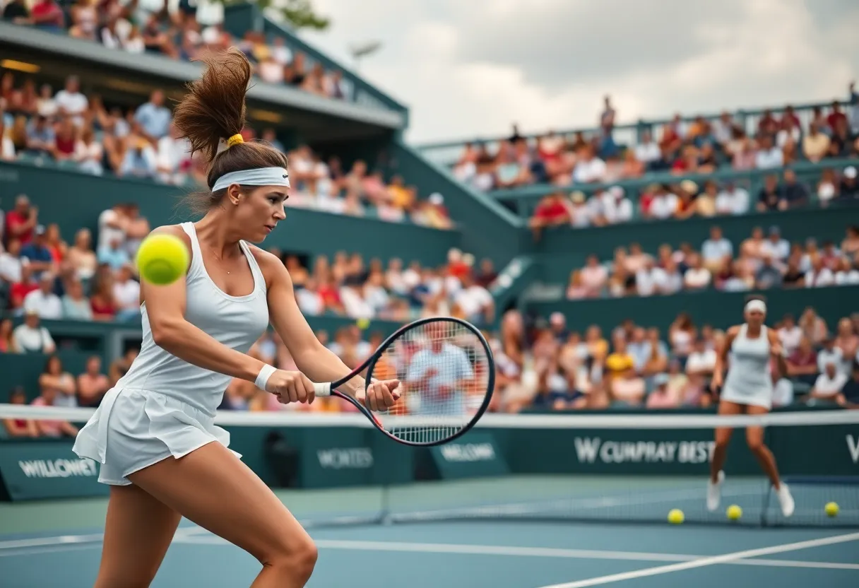 Women tennis players competing at the ITA Regional Championship.