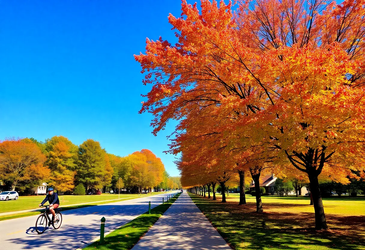 Bright sunny day in Irmo, SC with clear skies and autumn colors