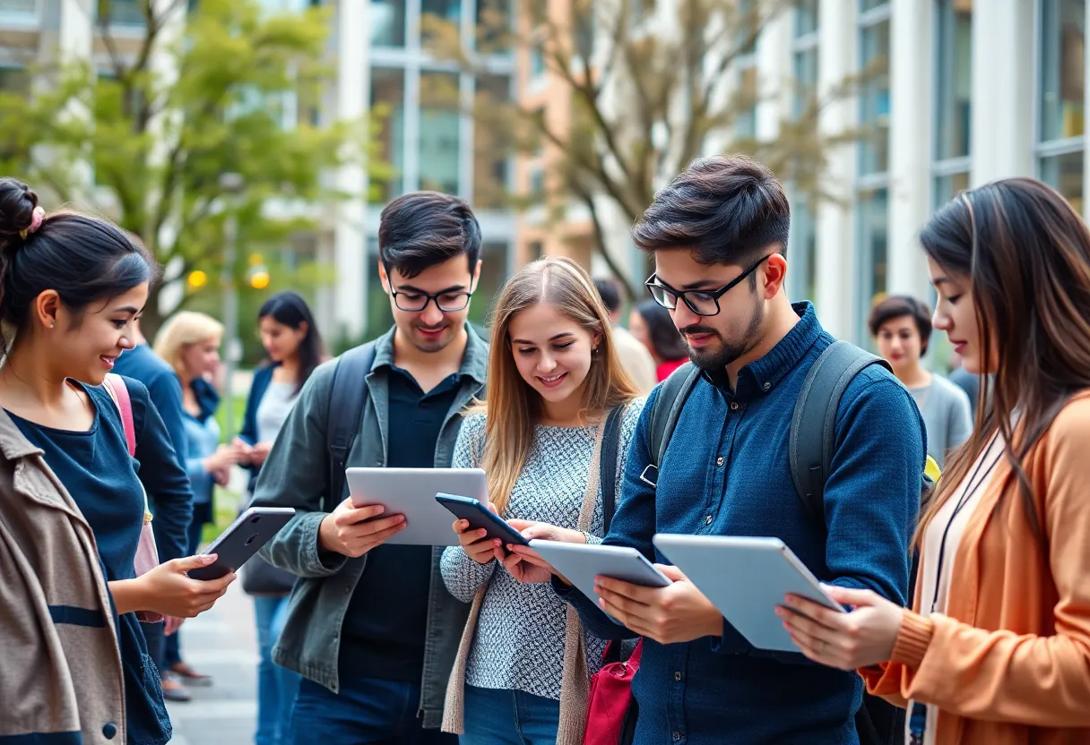 Students at the University of South Carolina using Microsoft 365 Copilot on laptops