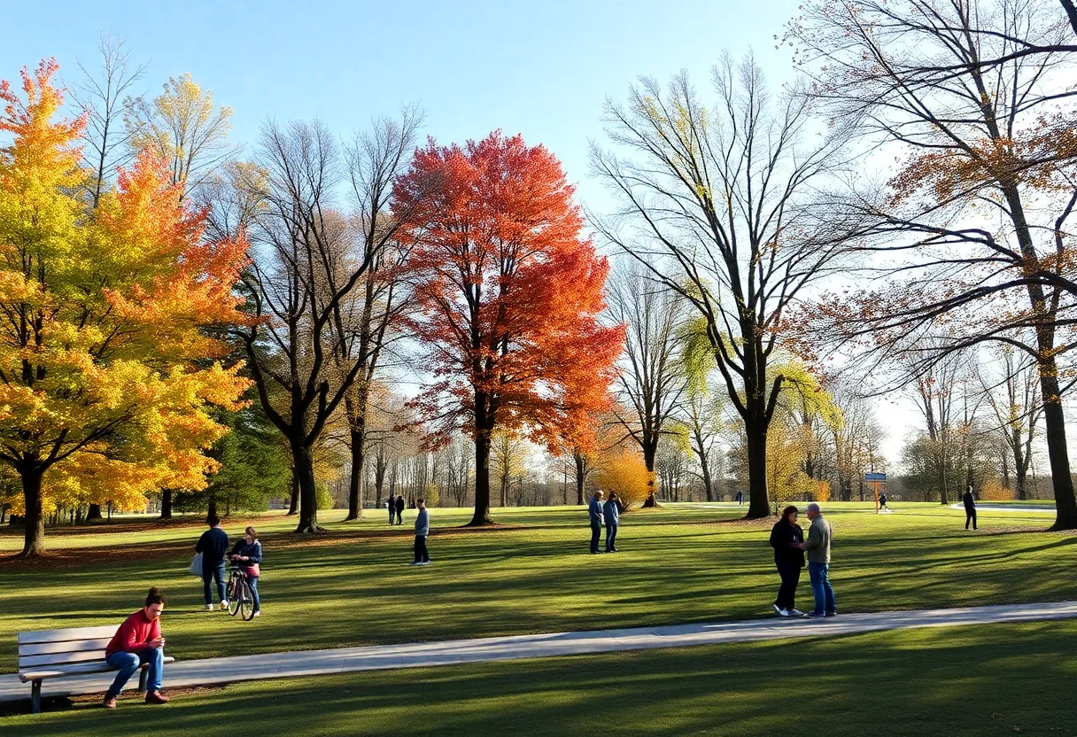 Outdoor scene in Irmo SC with clear skies and people enjoying the weather
