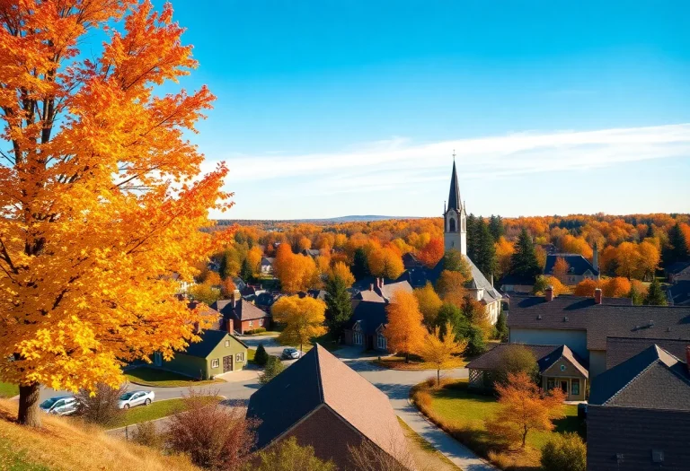A beautiful sunny day in Irmo, SC with clear skies and autumn foliage.