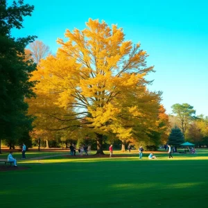 People enjoying a warm sunny day in Irmo SC park