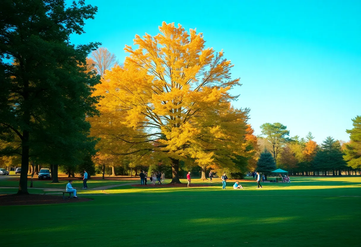 People enjoying a warm sunny day in Irmo SC park