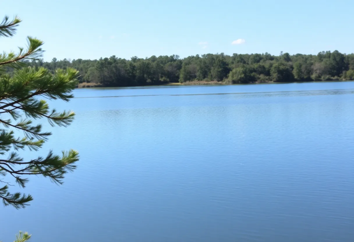 View of a lake in Irmo, SC under windy conditions