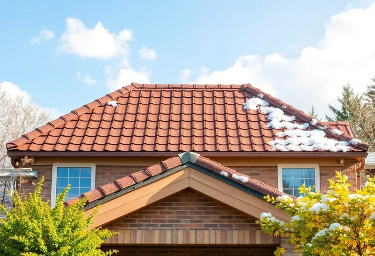Illustration showing seasonal roof maintenance tasks.