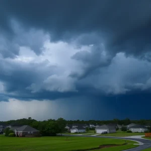 A view of thunderstorms and heavy rain in Irmo, SC.