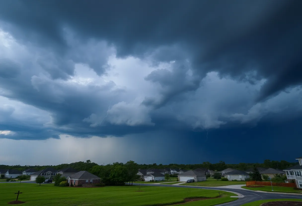 A view of thunderstorms and heavy rain in Irmo, SC.