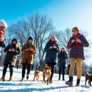 A clear and sunny winter day in Irmo SC with people enjoying the outdoors.