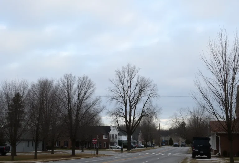 Chilly December morning in Irmo, SC with cloudy skies