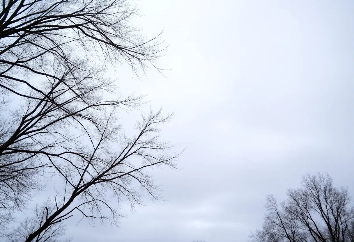 Overcast winter landscape in Irmo SC