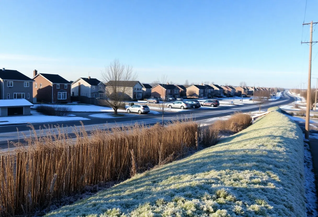 A brisk winter day in Irmo SC with clear skies and visible frost