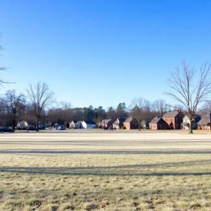 Clear winter day in Irmo, South Carolina with chilly temperatures