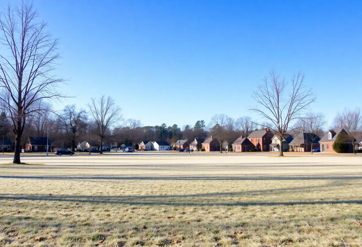 Clear winter day in Irmo, South Carolina with chilly temperatures