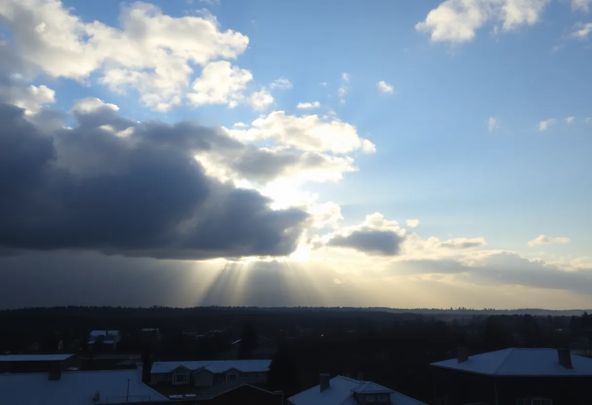 Cloudy sky over Irmo, SC on a winter morning