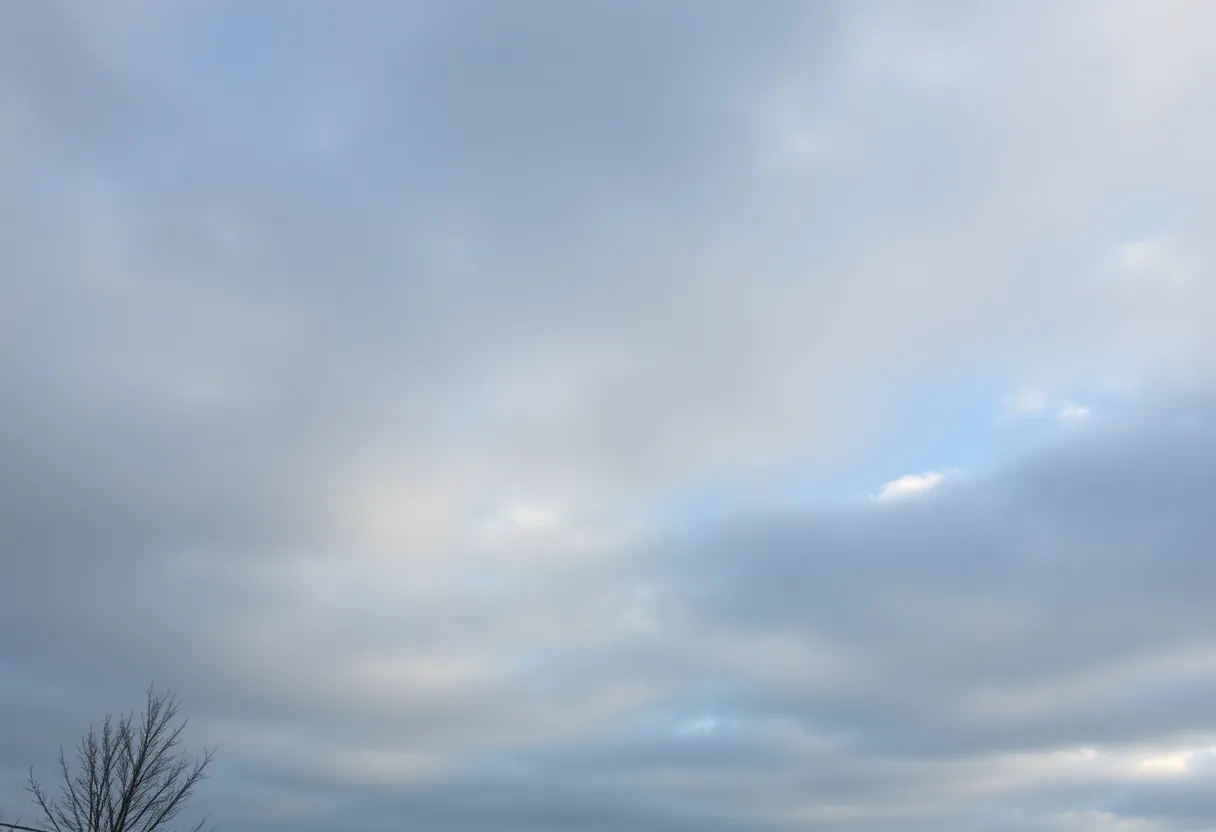 Cloudy sky over Irmo with temperature at 46°F