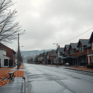 A winter day in Irmo SC with cloudy skies and light rain.