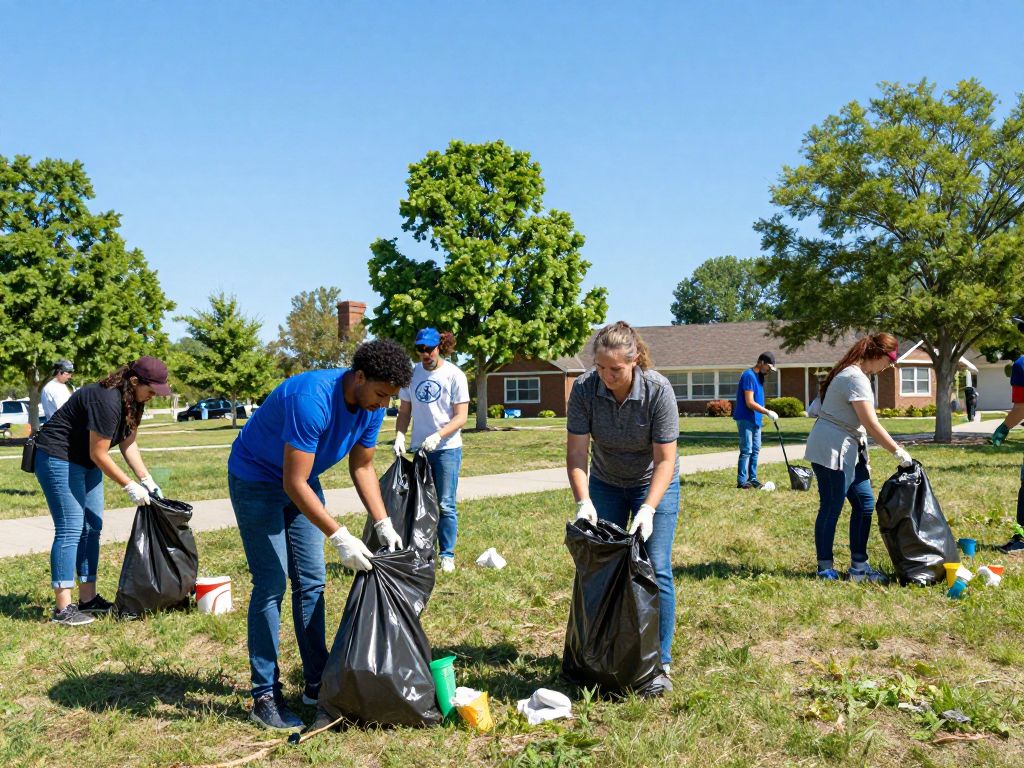 Residents of Irmo participating in a community clean-up event