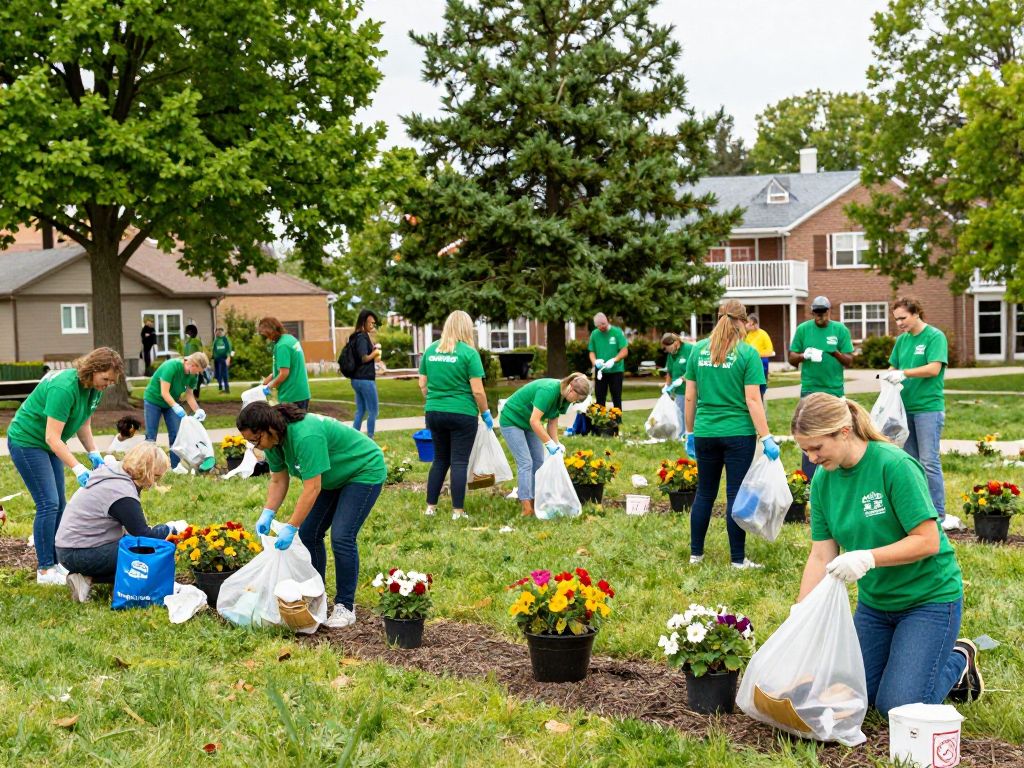 Community volunteers participating in a clean-up event in Irmo park.