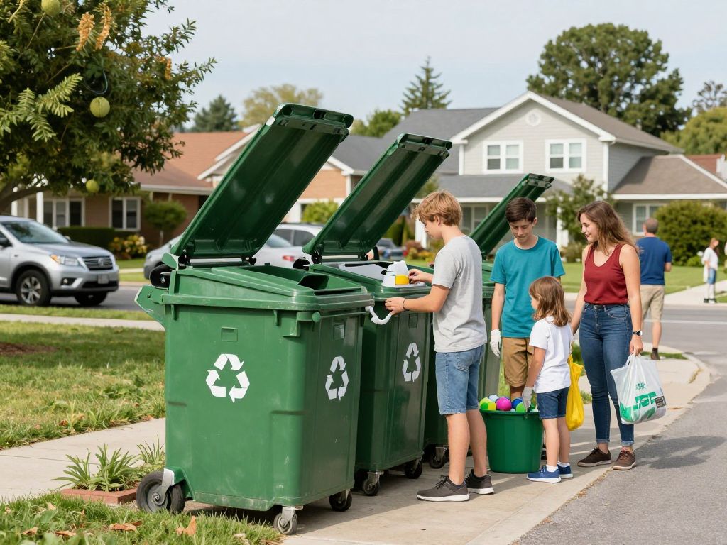 Family recycling in Irmo with larger carts