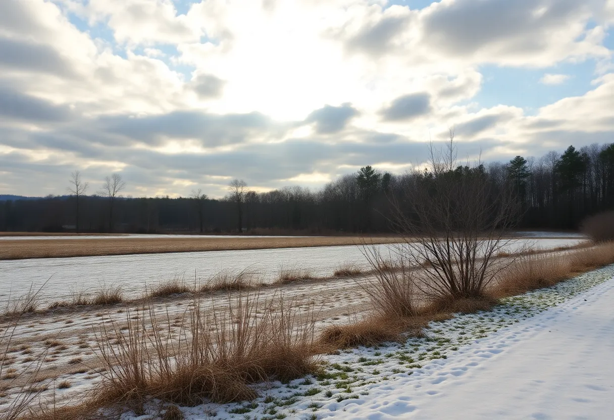 Winter morning in Irmo SC with partially cloudy sky