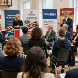 Residents and leaders engaging in a town council meeting.