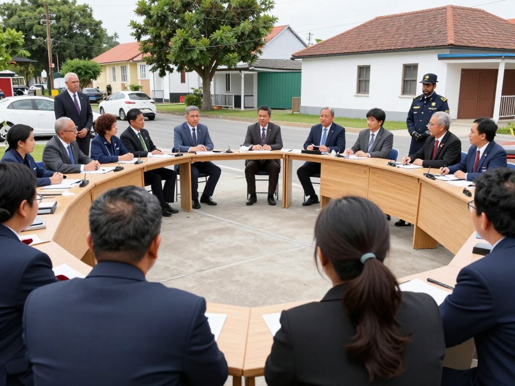 Community leaders discussing infrastructure in Irmo